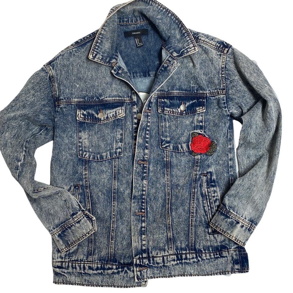 Forever 21 Patch Jean Jacket Size Small